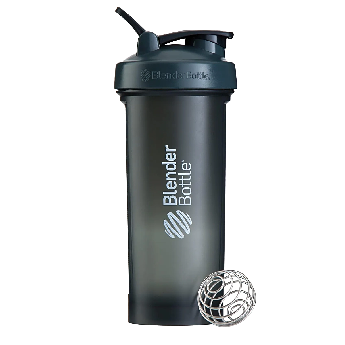 Eine schwarze Blender Bottle Trinkflasche